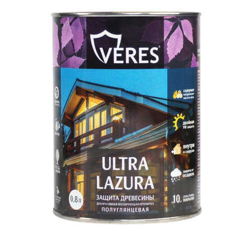 Декоративная пропитка для дерева Veres Ultra Lazura №12 Белый 0,8 л