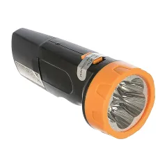 Фонарь ULTRAFLASH LED 3827 (LED* 5) ПЛАСТИК. черн.-желт. со встр. вилкой, аккум.: заряд. от сети (656023)