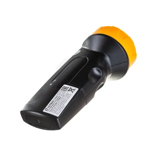 Фонарь ULTRAFLASH LED 3827 (LED* 5) ПЛАСТИК. черн.-желт. со встр. вилкой, аккум.: заряд. от сети (656023)