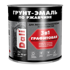Грунт-эмаль DALI по ржавчине графитовая 3в1 СЕРЕБРИСТЫЙ  2л (3шт)