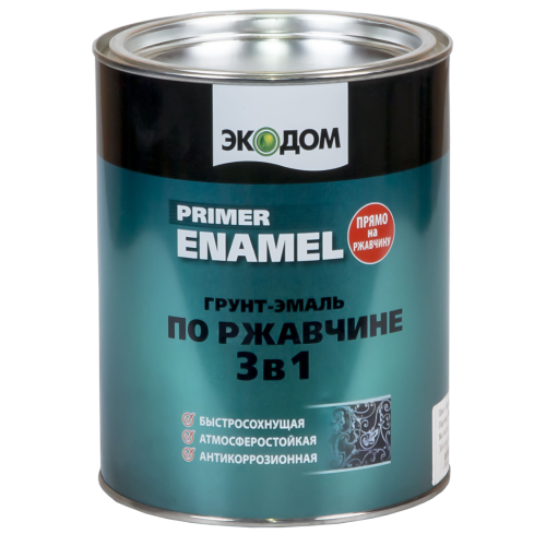 Грунт-эмаль ЭКОДОМ по ржавчине 3 в 1 белая 0,9 кг