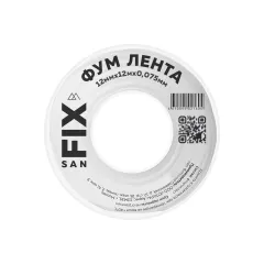 Лента Фум для воды SANFIX 12мм х 0,075мм 12м плотность: 0,3г/см3