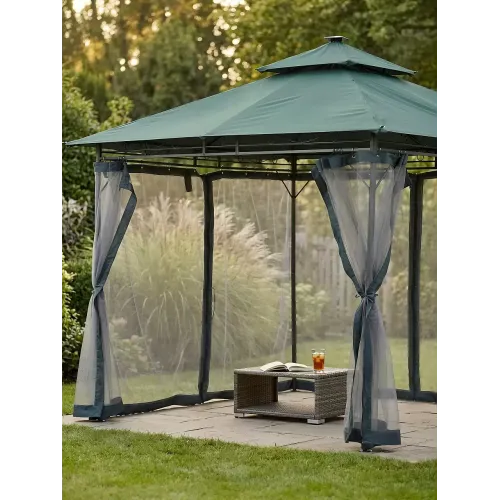 Шатер Green Days 3*3*2.85м со шторками, двойной крышей и подсветкой, DU829-1-19-4908 (514320)