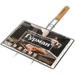 Решетка гриль ГУРМАН 340х220х30мм металл, плоская (424826)