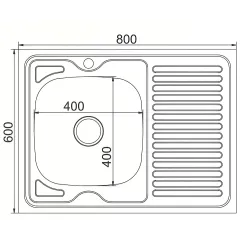 Мойка нерж. накладная MIXLINE 60х80 тол. 0,6мм, левая (сифон) (511440)