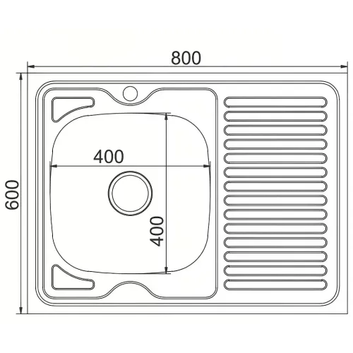 Мойка нерж. накладная MIXLINE 60х80 тол. 0,6мм, левая (сифон) (511440)