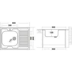 Мойка нерж. накладная UKINOX 60х80 тол. 0,5мм, левая ECO800.600L (479610)