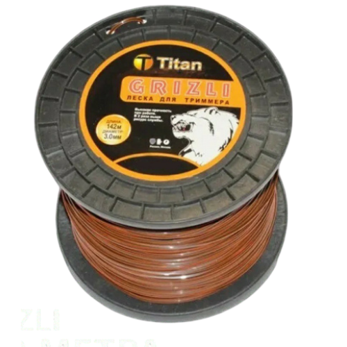 Леска для триммера TITAN GRiZLi (бобина) 3,00ммх142м, черный+оранж (927-142)