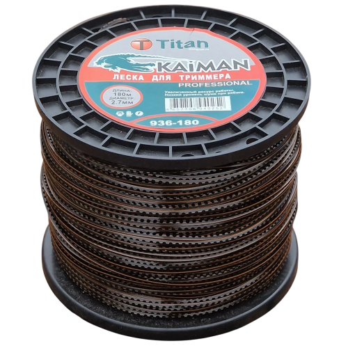 Леска для триммера TITAN (KAIMAN PROFESSIONAL) 2,70ммх180м, черн+оранж (936-180)
