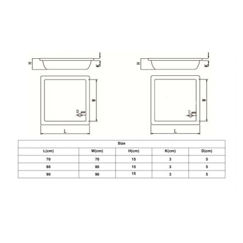 Поддон душевой стальной HYDROOM 70х70х15см BG-70
