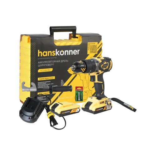 Шуруповерт HANSKONNER HCD1865BLI 18В, Б/Щ, ударный (*10)