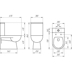 Унитаз-компакт EVA GOLD A8060 тонкое сиденье ДП, безободковый, !2 СОРТ
