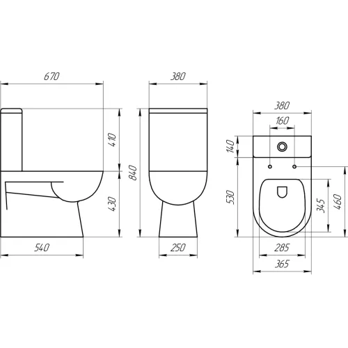 Унитаз-компакт EVA GOLD A8060 тонкое сиденье ДП, безободковый, !2 СОРТ