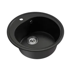 Мойка комп. MIXLINE МЛ-ГМ11 500х180мм, круглая ультра-черная, сифон