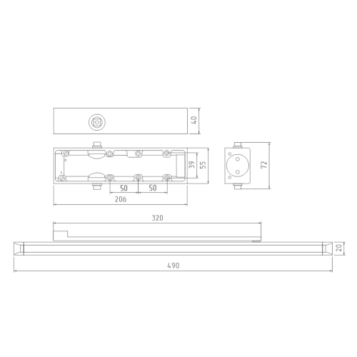 Доводчик НОРА-М 830 Slider 25-80 кг, графит мороз. со скользящей тягой (00-00018670)