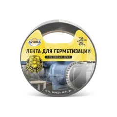Лента клейкая Aviora для герметизации труб чёрная 38мм х 25м (302-049)