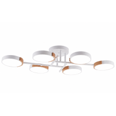 Светильник Люмис XI3267/6 WT+WOOD 108W LED 3000-6000K d830 h130 белый/дерево