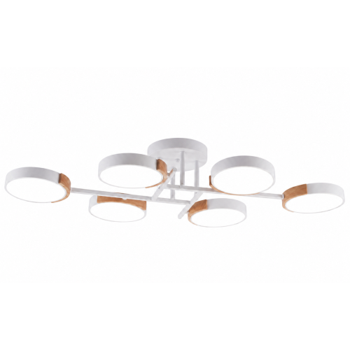 Светильник Люмис XI3267/6 WT+WOOD 108W LED 3000-6000K d830 h130 белый/дерево