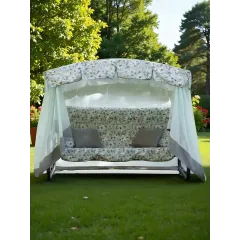 Качели садовые 3-х местные 244.2х144х181 см, 280 кг, Арагон Премиум Flower, кровать, с москитной сеткой, с1284