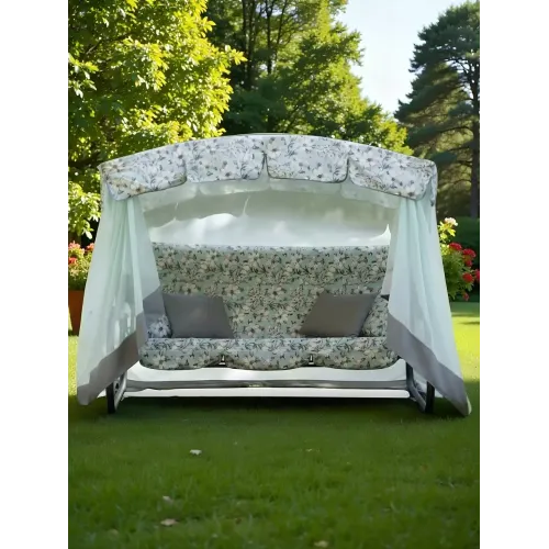 Качели садовые 3-х местные 244.2х144х181 см, 280 кг, Арагон Премиум Flower, кровать, с москитной сеткой, с1284