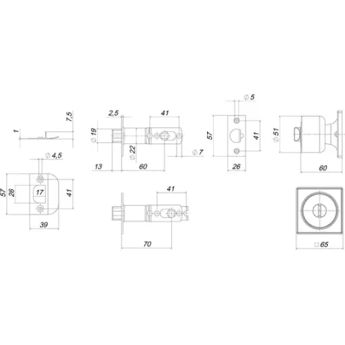 Защелка DK772/BL BL-BK (фик.) черный (58399) PUNTO)