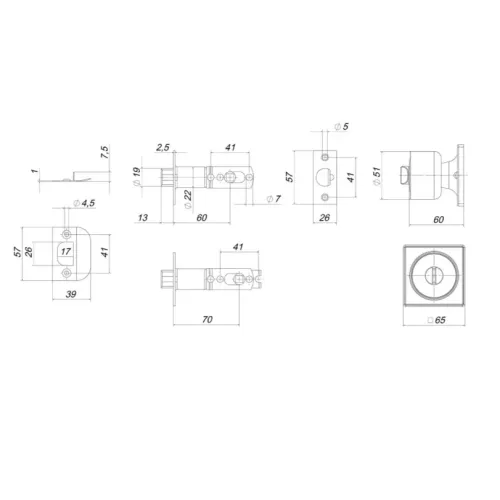 Защелка DK772/BL SN-BK (фик.) никель (58405) PUNTO)