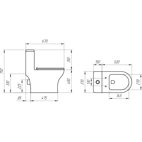 Унитаз-монолит EVA GOLD SM9616 тонкое сиденье ДП, безободковый с гофрой и гибкой подводкой