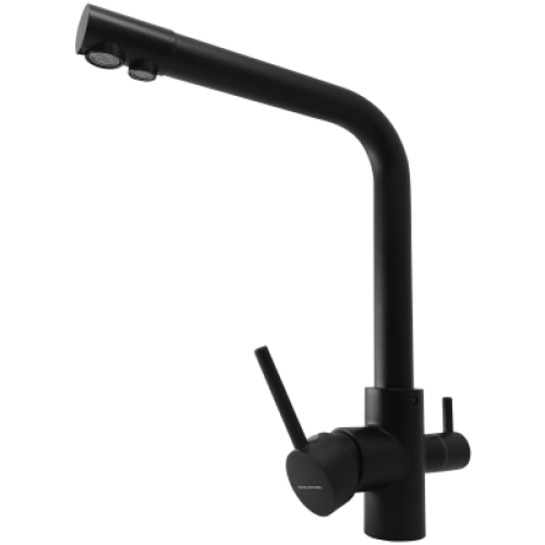 Смеситель для кухни OULEMEI OLM-LT015 с каналом фильтрованной воды, чёрный