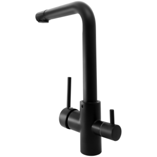Смеситель для кухни OULEMEI OLM-LT015 с каналом фильтрованной воды, чёрный