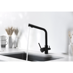 Смеситель для кухни OULEMEI OLM-LT015 с каналом фильтрованной воды, чёрный