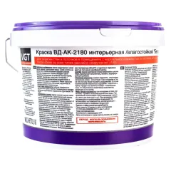 Краска в/д VGT 2180 акрил. Интерьерная Влагостойкая Белоснежная 3кг
