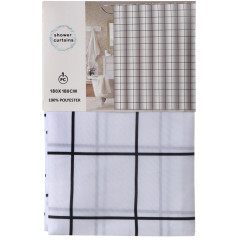 Шторка для ванной Квадратики, синяя, полиэстер, STSC1026 180х180см (396520)