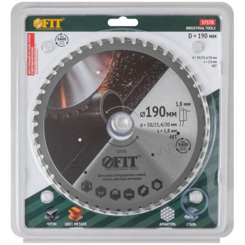 Диск пильный FIT по металлу 190х30/25,4/20z48 (37578)