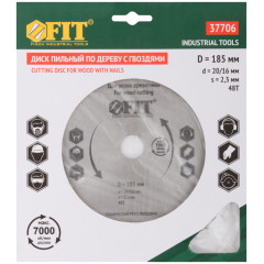 Диск пильный FIT 185х20/16z48 (37706)