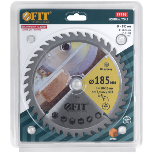 Диск пильный FIT 185х20/16z40 (37739)