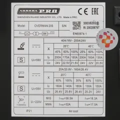 Аппарат сварочный  п/а AURORA PRO OVERMAN 205 (Mosfet)