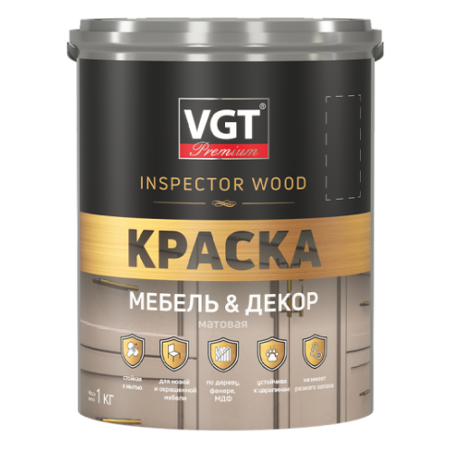 Краска VGT ВД-АК Premium для мебели и декора матовая IQ 133 база А 1кг