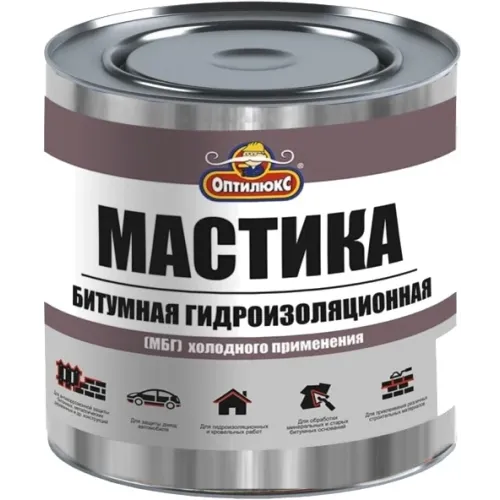 Мастика ОПТИЛЮКС битумная гидроизоляционная 1.8кг МБГ