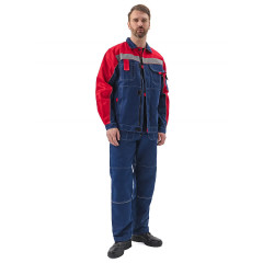 Костюм лето РОЛЬФ куртка/полукомб. СИНИЙ/КРАСНЫЙ Твил-240 (56-58, 182-188)