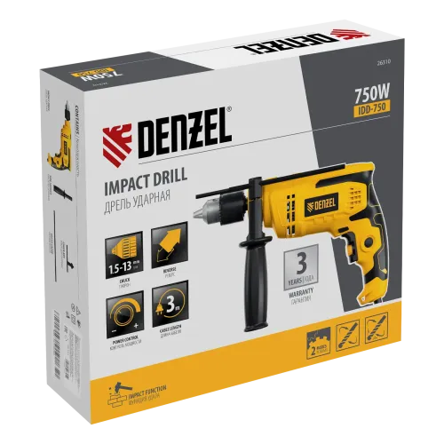 Дрель DENZEL IDD-750 (26310) (*15)