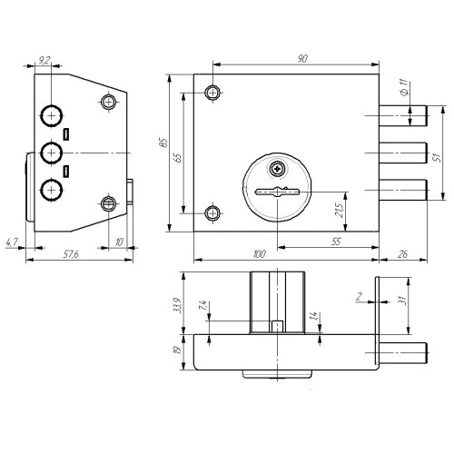 Замок накладной ЗН4-1 серебро Зенит (08525)