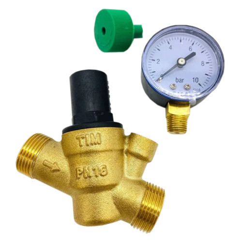 Редуктор давления с манометром TIM ф 1/2