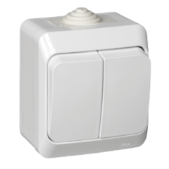 Выключатель О/У 2-кл ЭТЮД IP44 белый BA10-042B (82927)