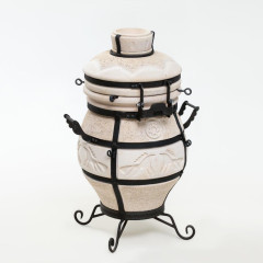 Тандыр Сармат СамОбжар с откидной крышкой (подставка, кочерга, совок,колосник, приспособление для подвешивания шампуров)