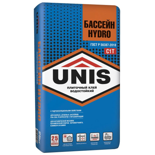 Клей д/плитки UNIS Бассейн Гидро 25кг