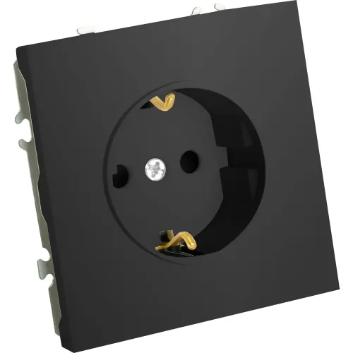 Розетка 2P+Е ЭМИЛИ шторки черный RST16-5110-05