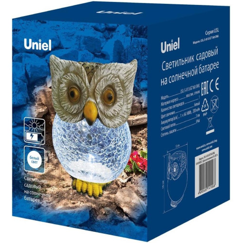 Фонарь садовый Uniel на солнечной батарее 12х17 см (Owl USL-S-813/GT160)
