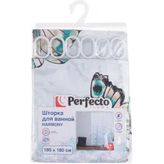 Шторка для ванной PERFECTO LINEA Harmony 180x180cм 12 колец, бабочки