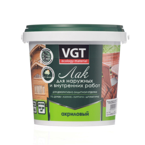 Лак VGT для н/р в/р глянцевый акрил б/цв 0,9кг