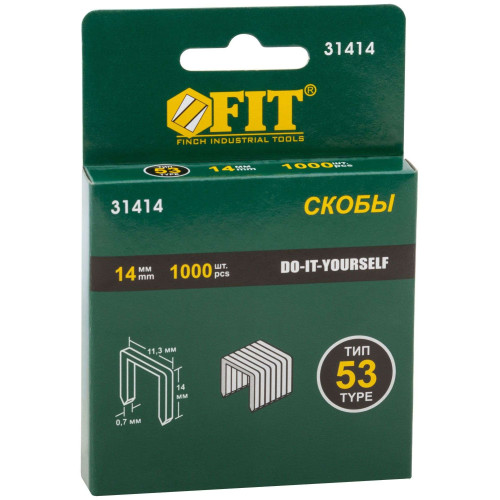 Скобы для степлера FIT тип 53, 14 мм 1000 шт каленые (31314)
